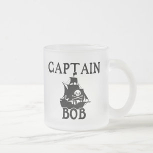 Caneca De Café Vidro Jateado Capitão Bob (navio pirata)