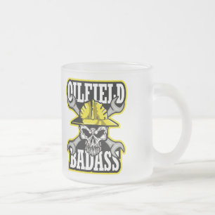 CANECA DE CAFÉ VIDRO JATEADO CARA DURO DE CAMPO DE PETRÓLEO