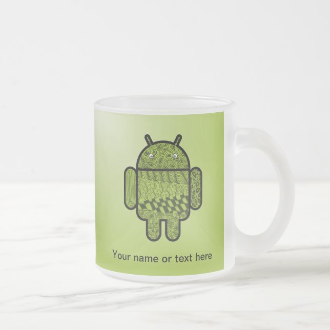 Caneca De Café Vidro Jateado Caractere Paisley para o robô Android™ (Direita)