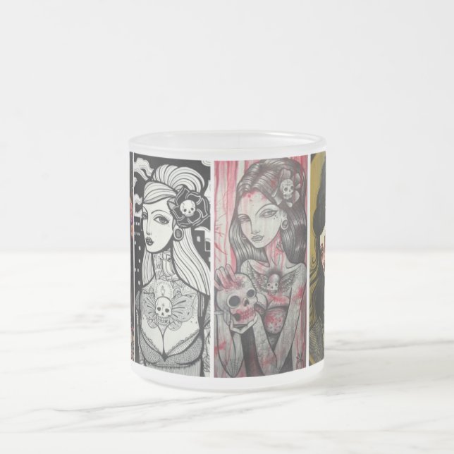 Caneca De Café Vidro Jateado caras da senhora (Centro)