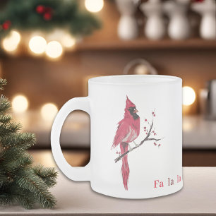 Caneca De Café Vidro Jateado Cardinal de Natal Minimalista Moderno