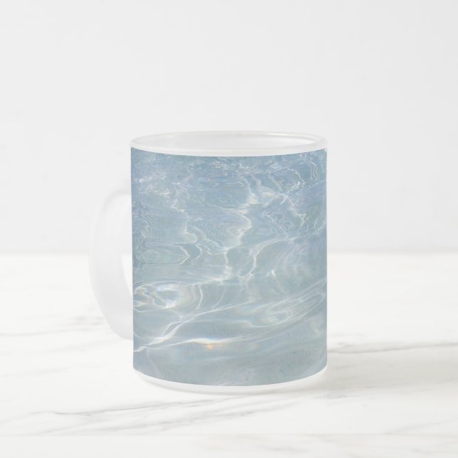 Caneca De Café Vidro Jateado Caribe Água Abstrato Natureza Azul (Frente Esquerda)