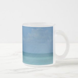 Caneca De Café Vidro Jateado Caribe Horizonte Turquesa Tropical Azul