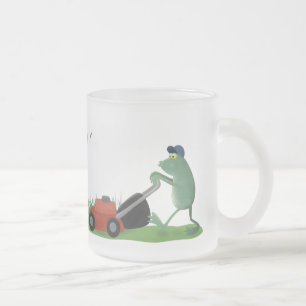Caneca De Café Vidro Jateado Caricatura de sapo verde engraçada