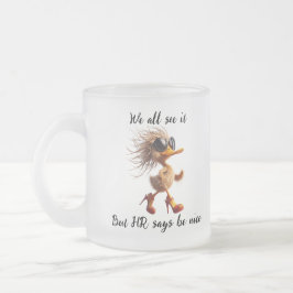 Caneca De Café Vidro Jateado Caricature of HR, Meme, Office humor mug.