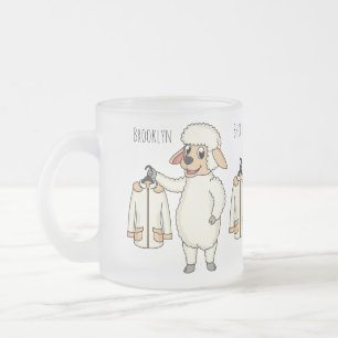 Caneca De Café Vidro Jateado Carneiro bonito com cartografia de jaqueta