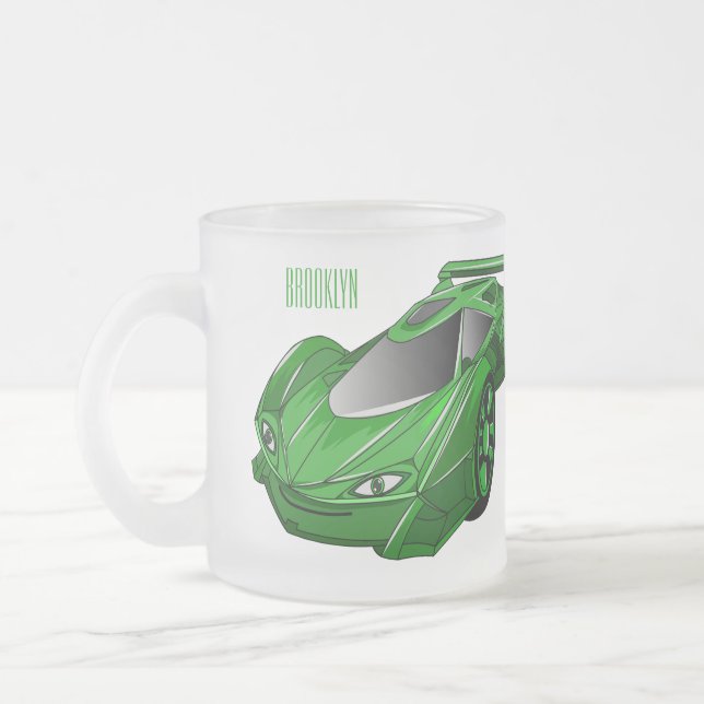 Caneca De Café Vidro Jateado Carro desportivo verde com ilustração aerofoil (Esquerda)