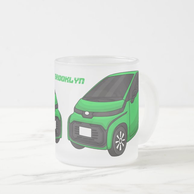 Caneca De Café Vidro Jateado Carro verde e fino (Frente Esquerda)