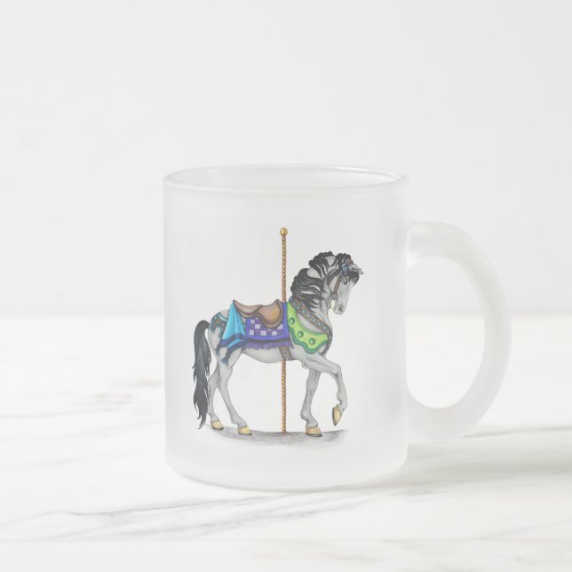Caneca De Café Vidro Jateado Carrossel Horse (Direita)