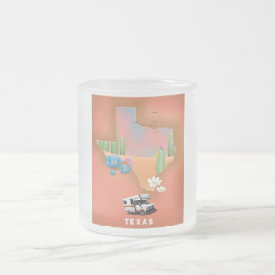 Caneca De Café Vidro Jateado cartaz de viagem Texas