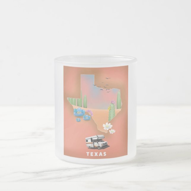 Caneca De Café Vidro Jateado cartaz de viagem Texas (Centro)