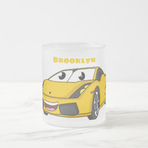 Caneca De Café Vidro Jateado Cartografia de carro esportivo amarelo e bonito