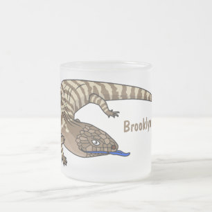 Caneca De Café Vidro Jateado Cartografia de répteis de lagarto azul