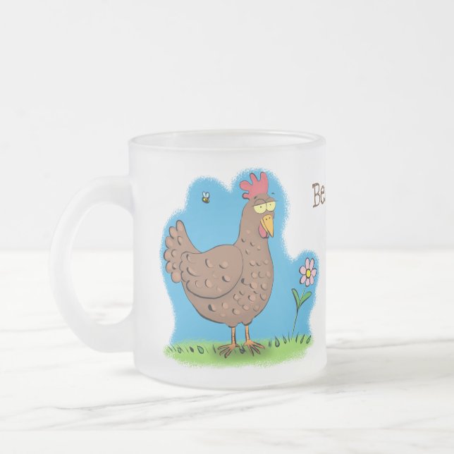 Caneca De Café Vidro Jateado Cartoon galinha rústico (Esquerda)