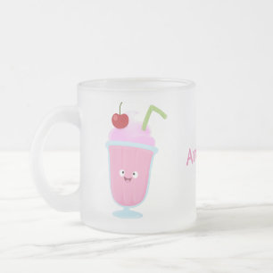 Caneca De Café Vidro Jateado Cartoon sundae de sorvete de morango