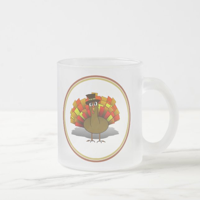 Caneca De Café Vidro Jateado Cartoon Turgrim de Ação de Graças (Direita)