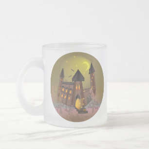 Caneca De Café Vidro Jateado Casa de bruxas SpookyHalloween e castelo de vampir