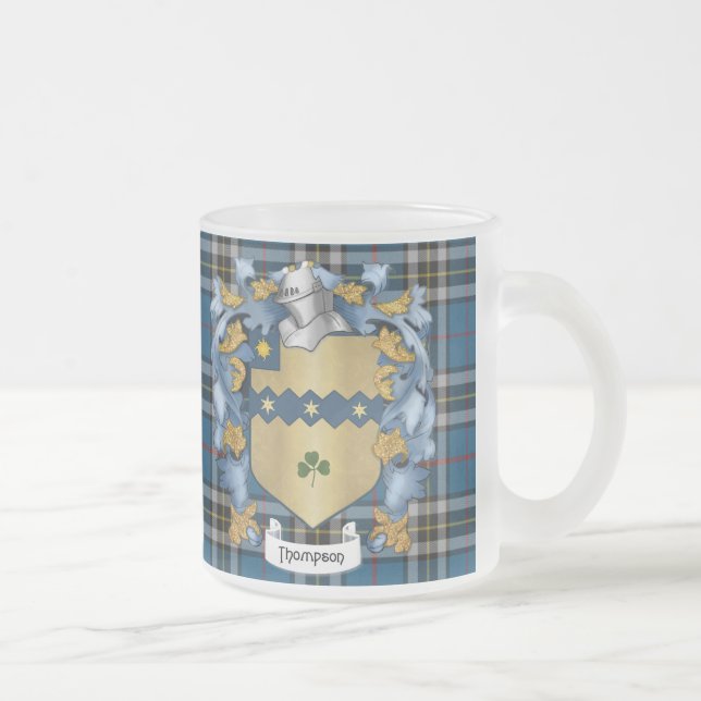Caneca De Café Vidro Jateado Casaco de Armas Thompson Family (Irlandês) (Direita)