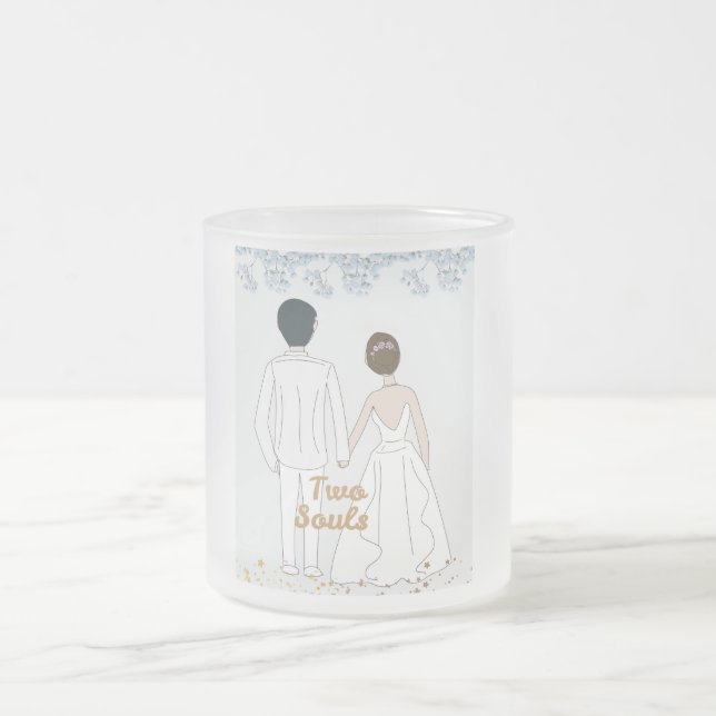 Caneca De Café Vidro Jateado Casal de casamento do Tow Sole (Centro)