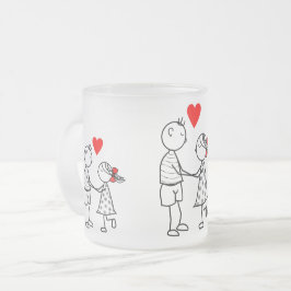 Caneca De Café Vidro Jateado Casal Fosco Vidro Mug - Amor