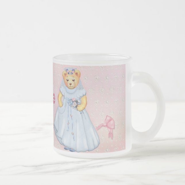 Caneca De Café Vidro Jateado Casamento com Urso de Teddy - Personalizar (Direita)