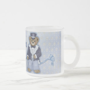Caneca De Café Vidro Jateado Casamento com Urso de Teddy - Personalizar