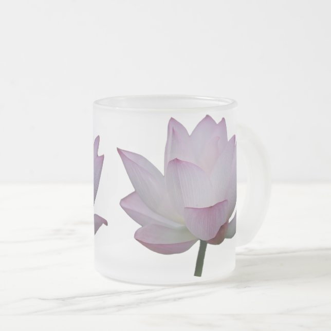 Caneca De Café Vidro Jateado Casamento de Flor de Lotus Rosa Suave (Frente Esquerda)