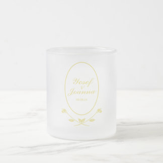 Caneca De Café Vidro Jateado Casamento Dourado