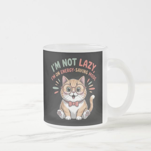 Caneca De Café Vidro Jateado Cat in Energy Saving Mode (Direita)