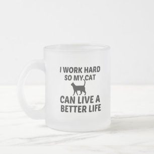 CANECA DE CAFÉ VIDRO JATEADO CAT TRABALHA MELHOR VIDA