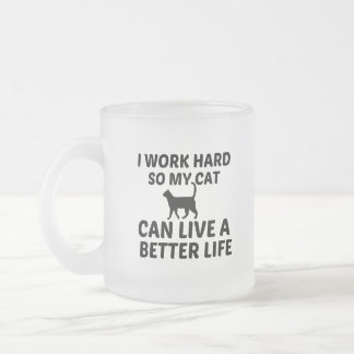 CANECA DE CAFÉ VIDRO JATEADO CAT TRABALHA MELHOR VIDA