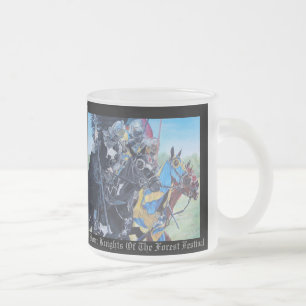 Caneca De Café Vidro Jateado cavaleiros medievais históricos a jorrar em caval