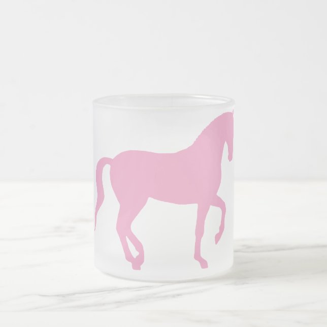 Caneca De Café Vidro Jateado Cavalo de Piaffe (rosa) (Centro)