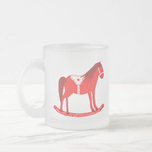 Caneca De Café Vidro Jateado Cavalo Rocco de Natal escandinavo