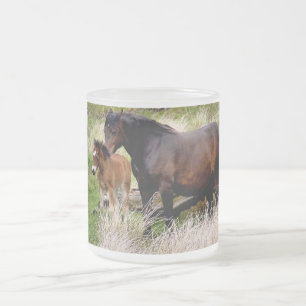 CANECA DE CAFÉ VIDRO JATEADO CAVALOS