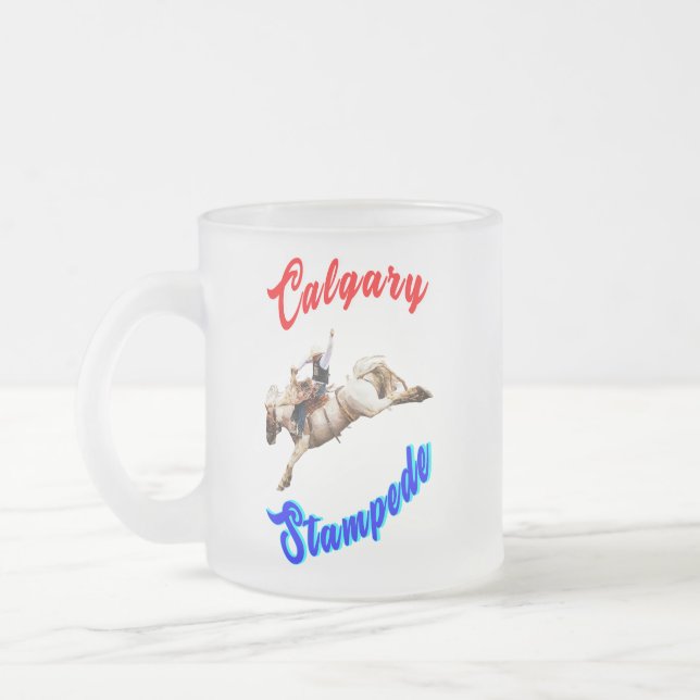 Caneca De Café Vidro Jateado Cavalos Calgary Canada Cavaleiros julho Cavaleiros (Esquerda)