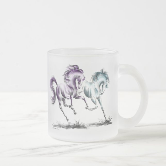 Caneca De Café Vidro Jateado Cavalos Selvagens Percorridos (Direita)