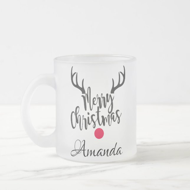 Caneca De Café Vidro Jateado Ceifador de natal personalizado (Esquerda)