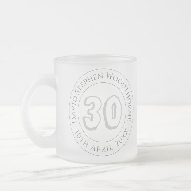 Caneca De Café Vidro Jateado Celebração Comemorativa de Aniversário Personaliza (Esquerda)