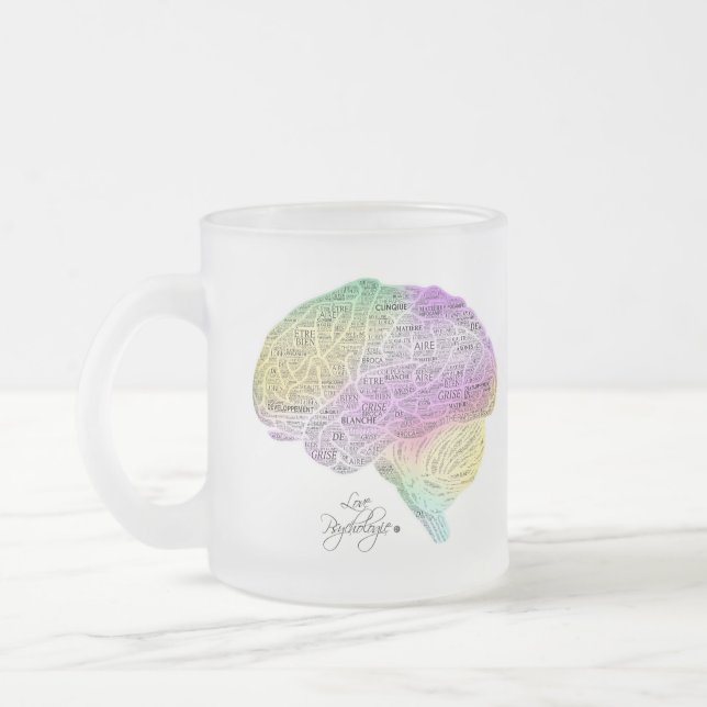 Caneca De Café Vidro Jateado Cérebro Psicologia (Esquerda)