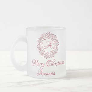 Caneca De Café Vidro Jateado Cereja de Natal