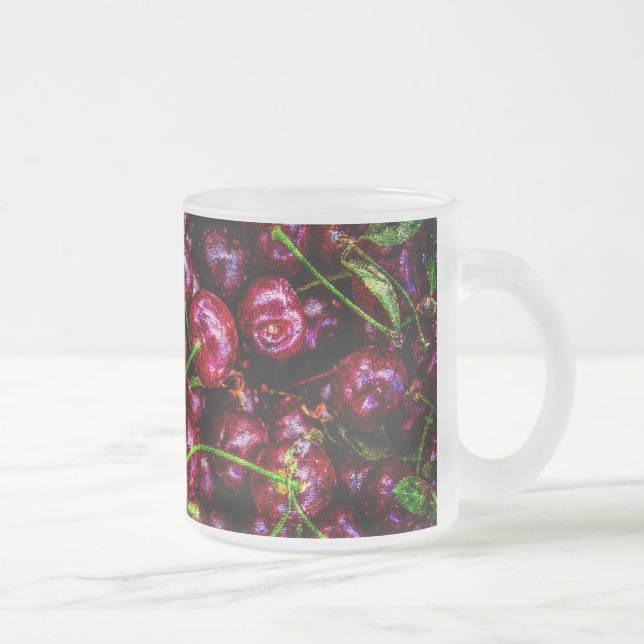 Caneca De Café Vidro Jateado Cerejas (Direita)