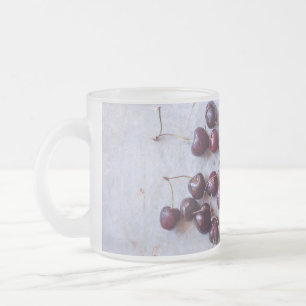Caneca De Café Vidro Jateado Cerejas