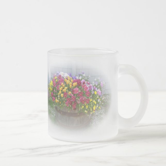 Caneca De Café Vidro Jateado Cesta de Blossoms (Direita)