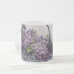 Caneca De Café Vidro Jateado Cesta de Flores Vintage – Desaboom do Dia das Mães