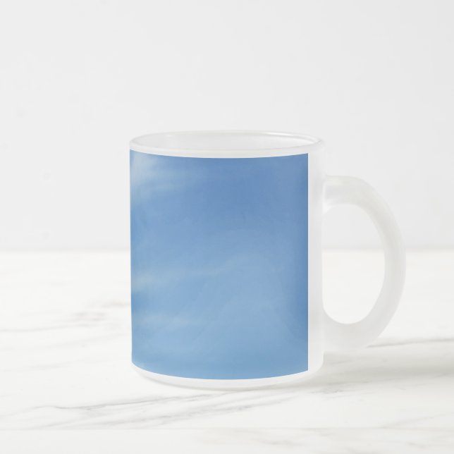 Caneca De Café Vidro Jateado Céu Azul com Abstrato de Foto de Nuvens Brancas (Direita)