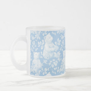 Caneca De Café Vidro Jateado Chá de Bebê Urso Floral Toile Francês