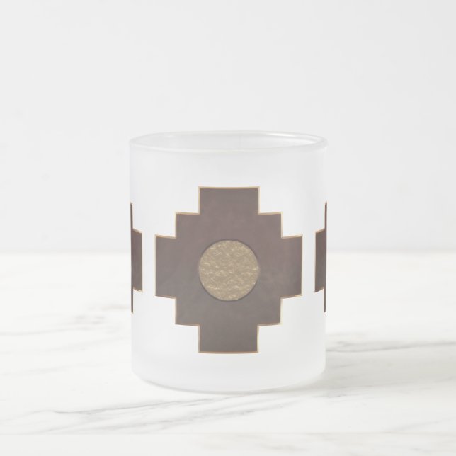 Caneca De Café Vidro Jateado Chakana Cross (Centro)