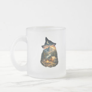 Caneca De Café Vidro Jateado Chamada da Aventura de Camping Selvagem