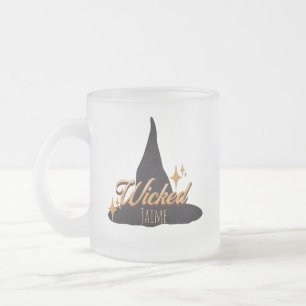 Caneca De Café Vidro Jateado Chapéu de Bruxa Retro Nome Malvado